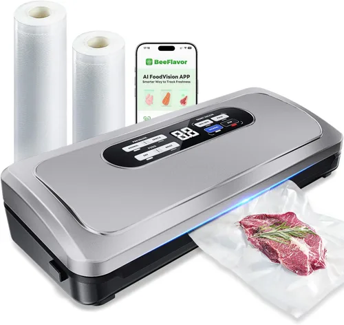 Máquina selladora al vacío de alimentos, selladora al vacío inteligente 10 en 1 para alimentos con modos secos y húmedos, función de pulso,