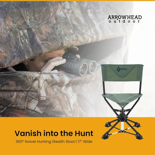 Miniatura 3 de ARROWHEAD OUTDOOR Silla de Caza Giratoria de 360°, Perfecta para Ciegos, Sin Pies que Hundan, Soporta hasta 450lbs, Estuche de Transporte, Marco