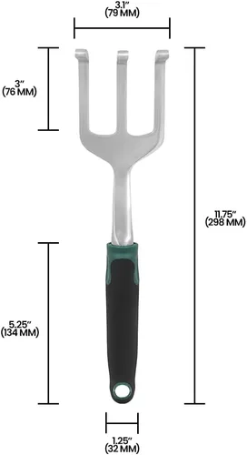 Miniatura 5 de Zenport 15308A Cultivador de 3 clavijas, mango ergonómico, 14 pulgadas, aluminio pulido
