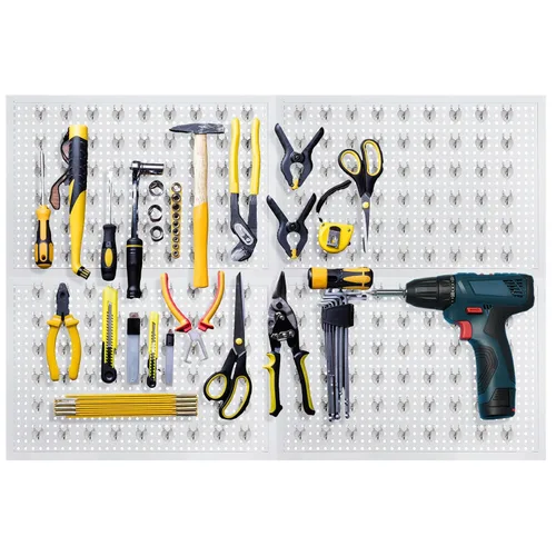 Miniatura 5 de Yaocom 6 paneles de metal para tablero de clavijas, 48 x 48 pulgadas en total, kit de combinación con ganchos de tablero de clavijas de corazón