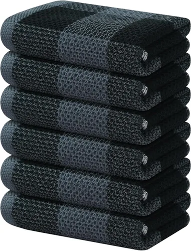 Miniatura 28 de Homaxy Paños de cocina 100% algodón, tejido gofre a cuadros, 12 x 12 pulgadas, toallas para platos súper suaves y absorbentes, de secado rápido