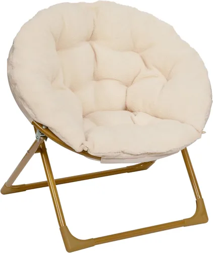 Miniatura 13 de Flash Furniture Silla Mini Plegable y Acogedora Gwen para Niños - Silla Lunar de Pelo Sintético Color Rosa Claro - Estructura de Metal Dorado Suave
