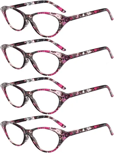 Miniatura 9 de Paquete de 4 lentes de lectura, diseño de moda vintage con diamantes de imitación de ojo