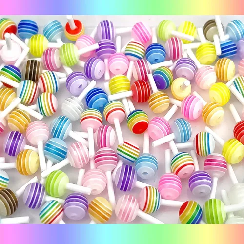 Miniatura 6 de 50 dijes de uñas de piruleta 3D de arcoíris, accesorios de uñas de caramelo de macarrón de resina para arte de uñas, bricolaje y decoración