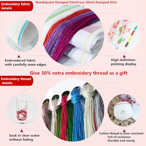 Miniatura 3 de Fanxvivy Kits de punto de cruz estampado para adultos, patrones de punto de cruz impresos, 11CT estampado o contado, kit de bordado de punto