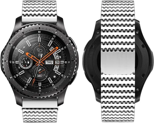 Miniatura 3 de Compatible con Galaxy Watch 1.811 in/Galaxy Watch 3 1.772 in/Gear S3 Frontier Classic Band 0.866 in Acero inoxidable malla metálica Loop Correa