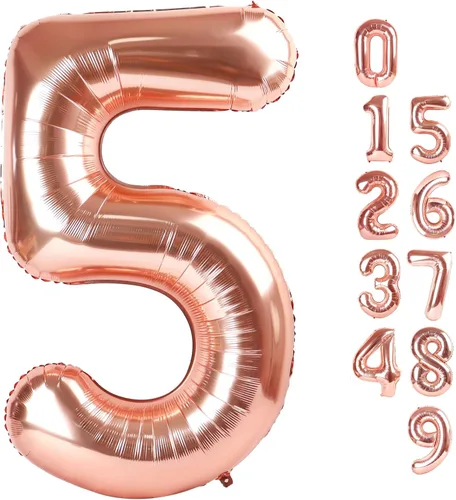 Miniatura 102 de Globos de números de 5 globos de 40 pulgadas, decoraciones de cumpleaños azules para niños y niñas, globos de números azul marino grandes