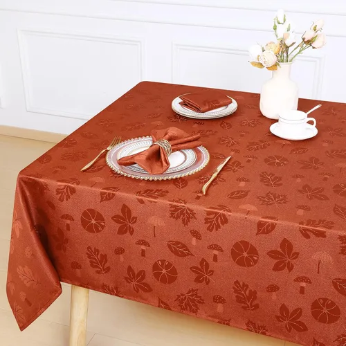 Miniatura 7 de misaya Mantel rectangular de Acción de Gracias, mantel de otoño jacquard impermeable, mantel de tela de damasco para decoración de cosecha