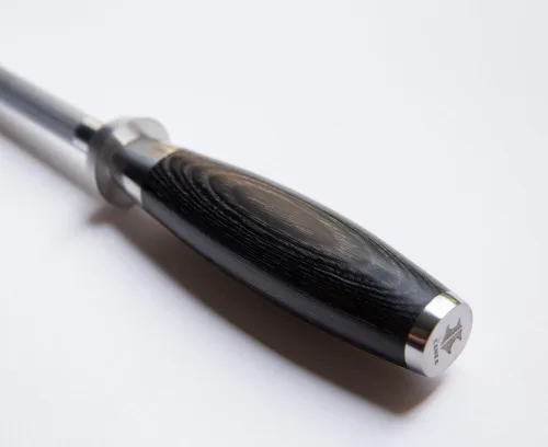 Miniatura 8 de KANKA Cuchillo afilador de alta calidad de 9 pulgadas, varilla de acero inoxidable de alto carbono de alta calidad para cuchillos con mango