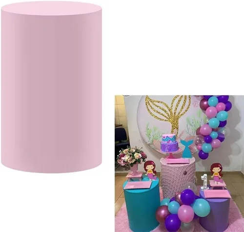 Fundas cilíndricas de color rosa pastel para fiestas, cubierta de pedestal, sirena para niñas, regalos de fiesta de cumpleaños, baby shower, boda,