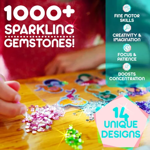 Miniatura 6 de Blue Squid Kits de Arte de Diamante para Niños – Sirena - Juego de Regalo de Arte de Gemas 5D Divertido y Fácil para Llaveros, Adhesivos
