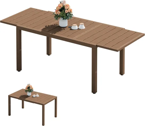 Miniatura 34 de SERWALL Juego de comedor para exteriores de 9 piezas, mesa de comedor expandible de 60 a 83 pulgadas y 8 sillas de polietileno de alta densidad