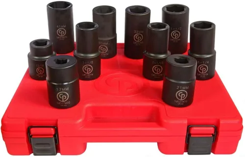 Miniatura 9 de Chicago Pneumatic SS814D - Unidad cuadrada de 1 pulgada, métrica profunda, 6 puntos, juego de llaves de impacto (4 piezas)