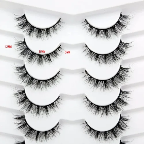 Miniatura 410 de Pooplunch - Pestañas postizas finas de visón sintético, estilo ojo de gato, naturales, cruzadas, tipo racimo, efecto 8D de volumen, tiras