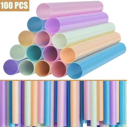 Miniatura 7 de ALINK 100 pzas popotes de plástico jumbo para batidos, popotes desechables anchos de colores variados para batidos, Boba, té de burbujas, perlas