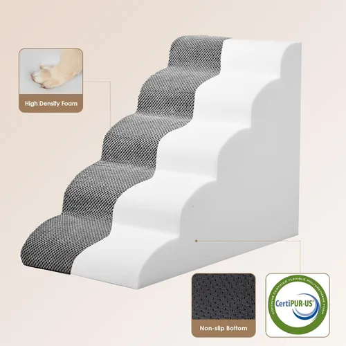 Miniatura 2 de EHEYCIGA Escalones Curvos para Perros para Camas Altas de 57.97 cm de Altura, 5 Escalones para Perros Pequeños y Gatos, Escalones para Mascotas