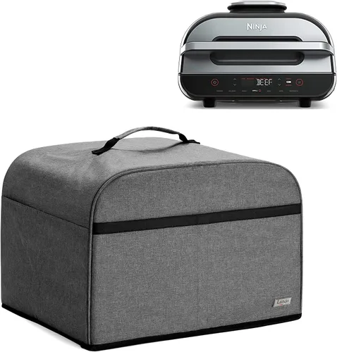 Luxja Cubierta antipolvo compatible con parrilla Ninja Foodi Smart XL (FG551), funda con bolsillos de almacenamiento para accesorios, color gris