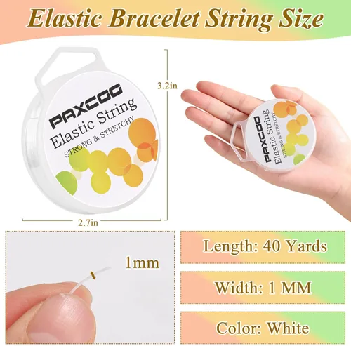 Miniatura 3 de PAXCOO Paquete de 2 cuerdas elásticas para pulseras, cuerda elástica mágica para joyería para pulseras de amistad, collares, cuentas de arcilla