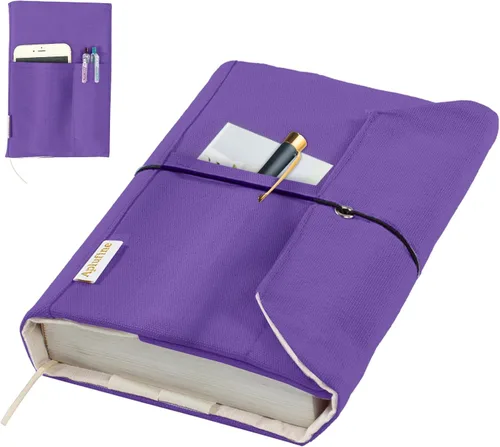 Miniatura 15 de Fundas de libro de lienzo, protector de libro lavable, funda de libro para novelas de tapa blanda, funda de libro ajustable para tapa dura