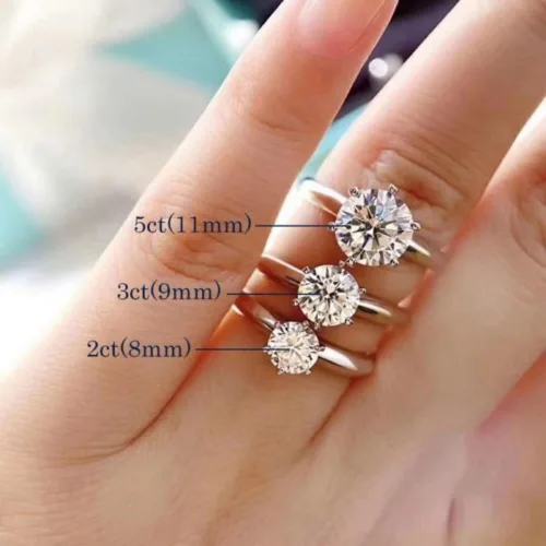 Miniatura 5 de Anillos de compromiso de moissanita de 3 quilates para mujer, anillos de compromiso de diamantes creados en laboratorio de color D con claridad FL