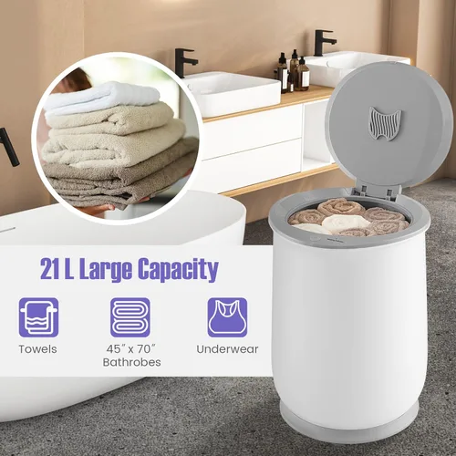 Miniatura 4 de Tangkula Calentador de toallas, calentador de toallas de 21 litros con tapa abatible, apagado automático de 1 hora, se adapta a hasta 2 toallas