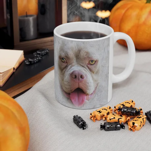 Miniatura 6 de Funny Gifts - Taza de café de cerámica blanca con diseño de perro American Bully de 11 onzas