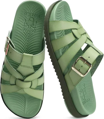 Miniatura 10 de KuaiLu Sandalias de gladiador para mujer con cómodo soporte de arco para verano, playa, vacaciones, caminar, viajes, pescador, toboganes, trajes