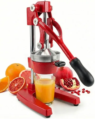 Eurolux Exprimidor de cítricos de hierro fundido | Prensa manual extra grande de grado comercial | Exprimidor de mesa resistente para jugo de Rojo