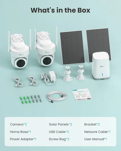 Miniatura 9 de Cámaras de seguridad 4K inalámbricas para exteriores, sin suscripción, sistema de cámaras de seguridad PTZ de 360°, concentrador de almacenamiento