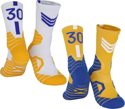 2 pares de calcetines de baloncesto para hombres y niños, equipo de baloncesto con número de la suerte, calcetines de estrella para niños y adultos