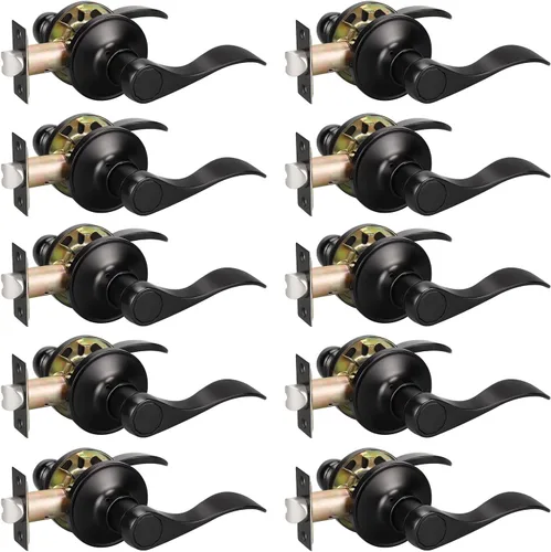 Miniatura 8 de KNOBWELL Paquete de 8 pomos de puerta color negro mate para interiores para dormitorio/baño, manijas de puerta de privacidad con cerradura de giro