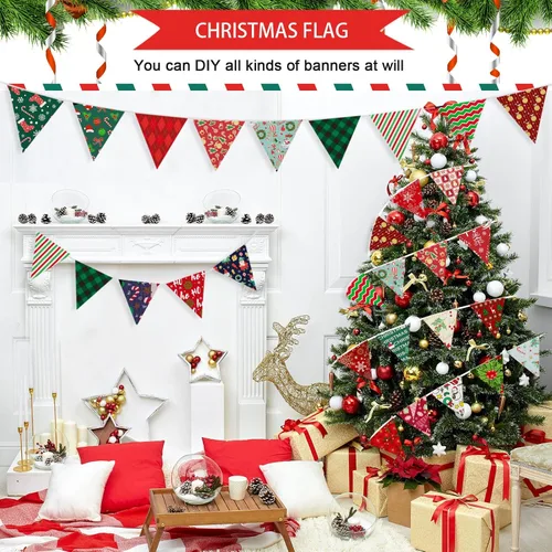 Miniatura 6 de Shimeyao 60 Piezas Paquetes de Tela de Navidad Costura Acolchado Muñeco de Nieve Papá Noel Alce Copo de Nieve Estampado Cuartos Gruesos Cuadrados