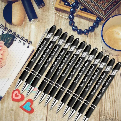 Miniatura 6 de Amlion Bolígrafos personalizados a granel, bolígrafos personalizados con lápiz capacitivo con nombre, mensaje y logotipo grabado, regalo