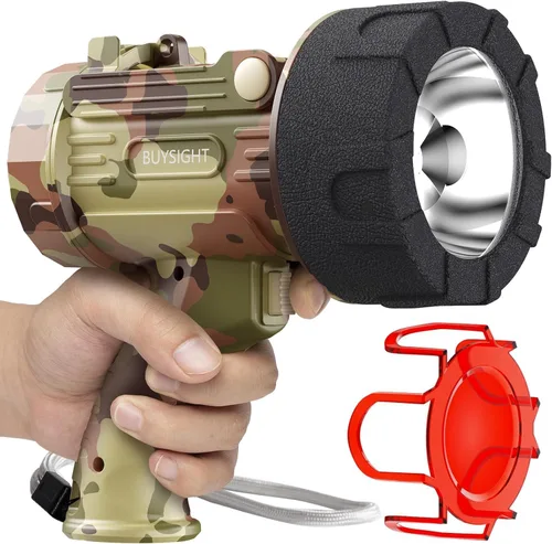 Miniatura 8 de Linterna recargable de foco BUYSIGHT, linterna de foco portátil de 800 lúmenes impermeable lámpara de caza con filtro rojo (negro)