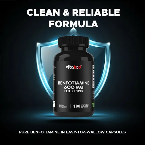 Miniatura 7 de Vitabod Benfotiamina 600mg - 180 cápsulas vegetarianas - Suplemento de vitamina B1 soluble en grasa