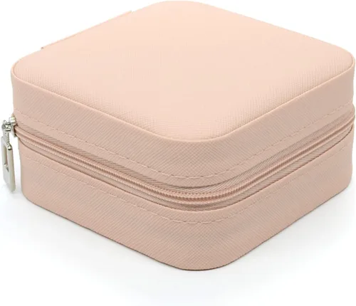 Miniatura 2 de Joyero pequeño, estuche portátil de viaje para anillos, colgantes, aretes, collares, organizador de pulseras, cajas de almacenamiento (rosa*4).