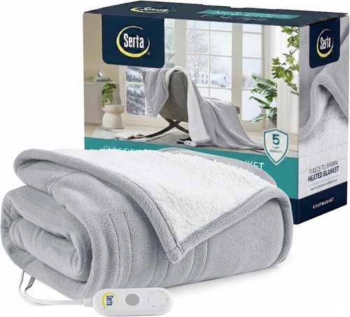 Miniatura 14 de Serta - Manta de vellón sherpa reversible, ultrasuave y tejida, manta térmica, manta eléctrica; cómoda, agradable y abriga y protege del frío