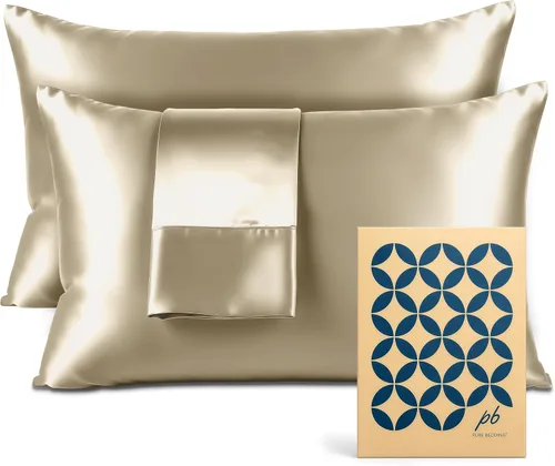Miniatura 51 de Pure Bedding Sábanas de satén individuales [3 piezas, plateadas] Juego de sábanas sedosas de lujo para hotel, juego de sábanas de microfibra extra