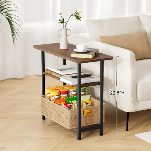 Miniatura 2 de SLEEPING LAMB Mesa auxiliar para sala de estar, mesa auxiliar de 3 niveles para espacios pequeños con superficie de almacenamiento amplia, mesita