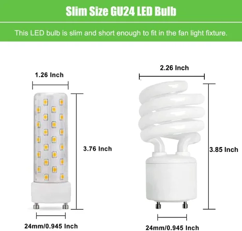 Miniatura 3 de GU24 Bombilla LED blanca neutra 4000K-4500K de alto brillo para ventilador de techo de baño, 13 W, 18 W, 23 W, T2, reemplazo de luz CFL en espiral