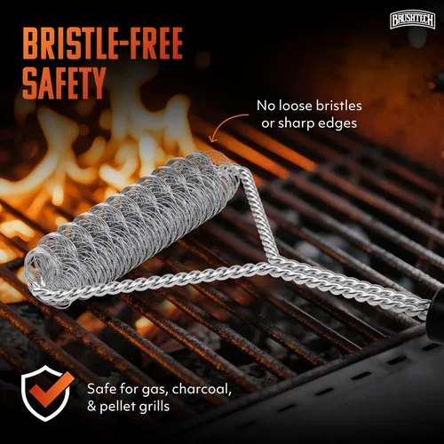 Miniatura 5 de Brushtech doble Helix Bristle última intervensión BBQ cepillo para polvo, 16 pulgadas