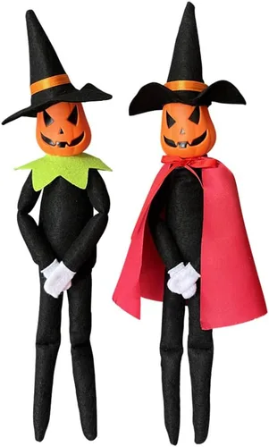 Miniatura 9 de DANONI Juguete de calabaza elfo de Halloween de 14 pulgadas, hecho a mano, relleno de calabaza de Halloween, elfo, adorno para vacaciones, mesa