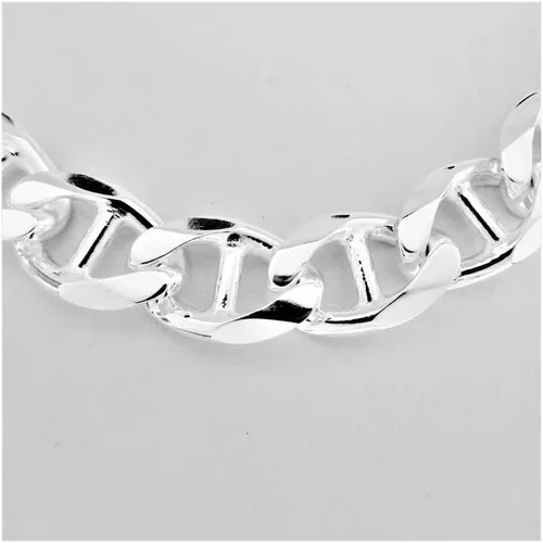 Miniatura 2 de Verona Jewelers - Collar de plata de ley 925 de 0.138 in, 0.177 in, 0.217 in, 0.256 in, 0.315 in, cadena de eslabones marineros planos, cadena