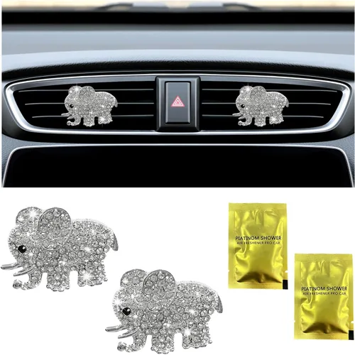 Miniatura 7 de Ziciner 2 piezas de dijes de clips para ventilación de aire de coche con corazón brillante, clips para salida de aire de coche con forma de corazón