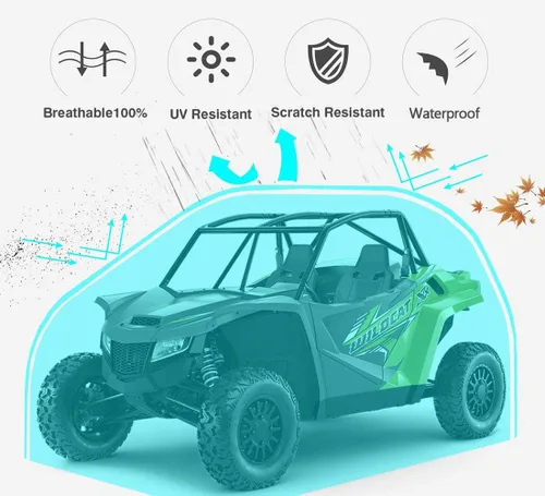 Miniatura 2 de Cubierta UTV 420D Impermeable de Tela Oxford, Lado a Lado con Bolsa de Almacenamiento 134''x66''x75'' Para Polaris Yamaha Can-Am Honda Kawasaki