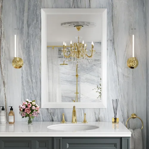 Miniatura 16 de Amorho Espejo de Baño Negro, Espejos de Pared de 24x30 Pulgadas con Marco de Metal Grueso para Sobre el Fregadero, Dormitorio, Sala de Estar