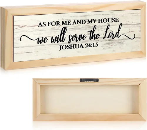 Jetec Placas de pared de versículos bíblicos de granja, "En cuanto a mí y mi casa, serviremos al Señor" Placa de madera para decoración de pared de
