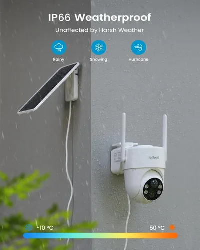 Miniatura 4 de ieGeek 2 Pack S5 Cámara de seguridad solar para exteriores inalámbrica – Cámara WiFi 2K 3MP con panel solar extraíble, panorámica de 360°, visión