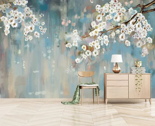 Miniatura 22 de Papel pintado 3D de flores doradas en relieve para dormitorio, 103 x 69 pulgadas