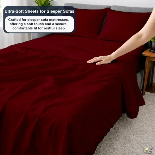 Miniatura 3 de Cottington Lane Juego de 4 piezas de sábanas para sofá cama tamaño matrimonial, 100% algodón egipcio de alta calidad para sofá cama, sofá biplaza